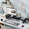 Simple Trending Dual Monitor Stand Riser with 2 USB Charging Ports, Computer Desk Organizer for 2 Monitors,Black - 2 of 4