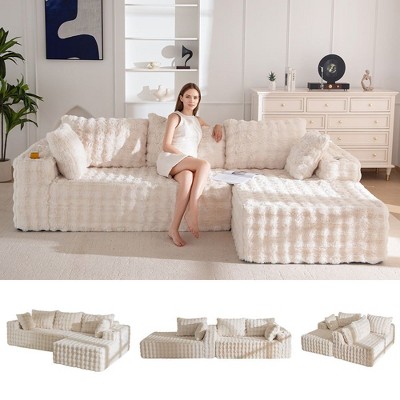 MAXYOYO 104" Modular Sectional Sofa Couch, with L-Shape Chaise, Modern Boneless Couch for Living Room, No Assembly Required
