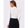 Allegra K Women's Curved Hem Puff Long Sleeve Open Front Crop Bolero Shrug - 3 of 4