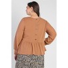 Slickblue Women's Plus Caramel Waffle Knit Top, Long Sleeve with Back Button Detail, Flare Hem, Size 1XL-3XL - 4 of 4