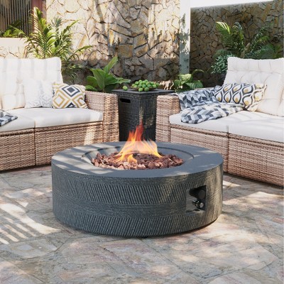 42/56 inch Outdoor Magnesium Oxide Fire Pit Table Propane for Outside Patio with Tank Cover