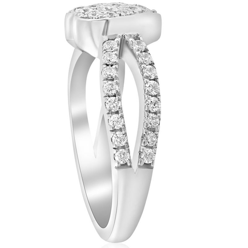 Pompeii3 3/4 ct Heart Shape Pave Diamond Engagement Ring 10k White Gold, 3 of 5