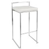 LumiSource Set of 3 Fuji Stacker Barstools Stainless Steel/White PU - 2 of 4