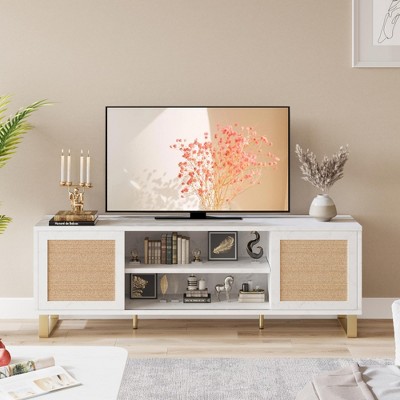 Modern TV Stand & TV Entertainment Cabinet with Marbleized Top