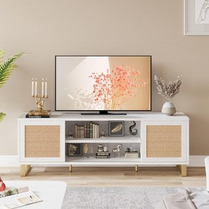 Modern TV Stand & TV Entertainment Cabinet with Marbleized Top - 1 of 4
