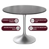 LeisureMod Verve 36" Round Dining Table, Modern Sintered Stone Top Dining Table with Brushed Chrome Stainless Steel Pedestal Table Base - 3 of 4