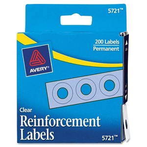 Avery Dispenser Pack Hole Reinforcements 1/4" Dia Clear 200/Pack 05721 - 1 of 4