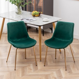 Roundhill Furniture Aufurr Modern Velvet Dining Chair, Green, Set of 2 - 1 of 4