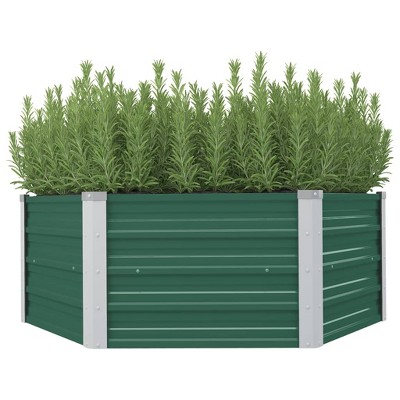 vidaXL Raised Garden Bed Green Galvanized Steel 50.8 x 50.8 x 18.1 in