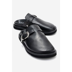 Vesta - Black Buckled Genuine Leather Closed-Toe Mule (Women) | Forever & Always Shoes - 1 of 4