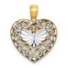 Black Bow Jewelry 14k Two Tone Gold Reversible Filigree and Basket Weave Heart Pendant - 3 of 4