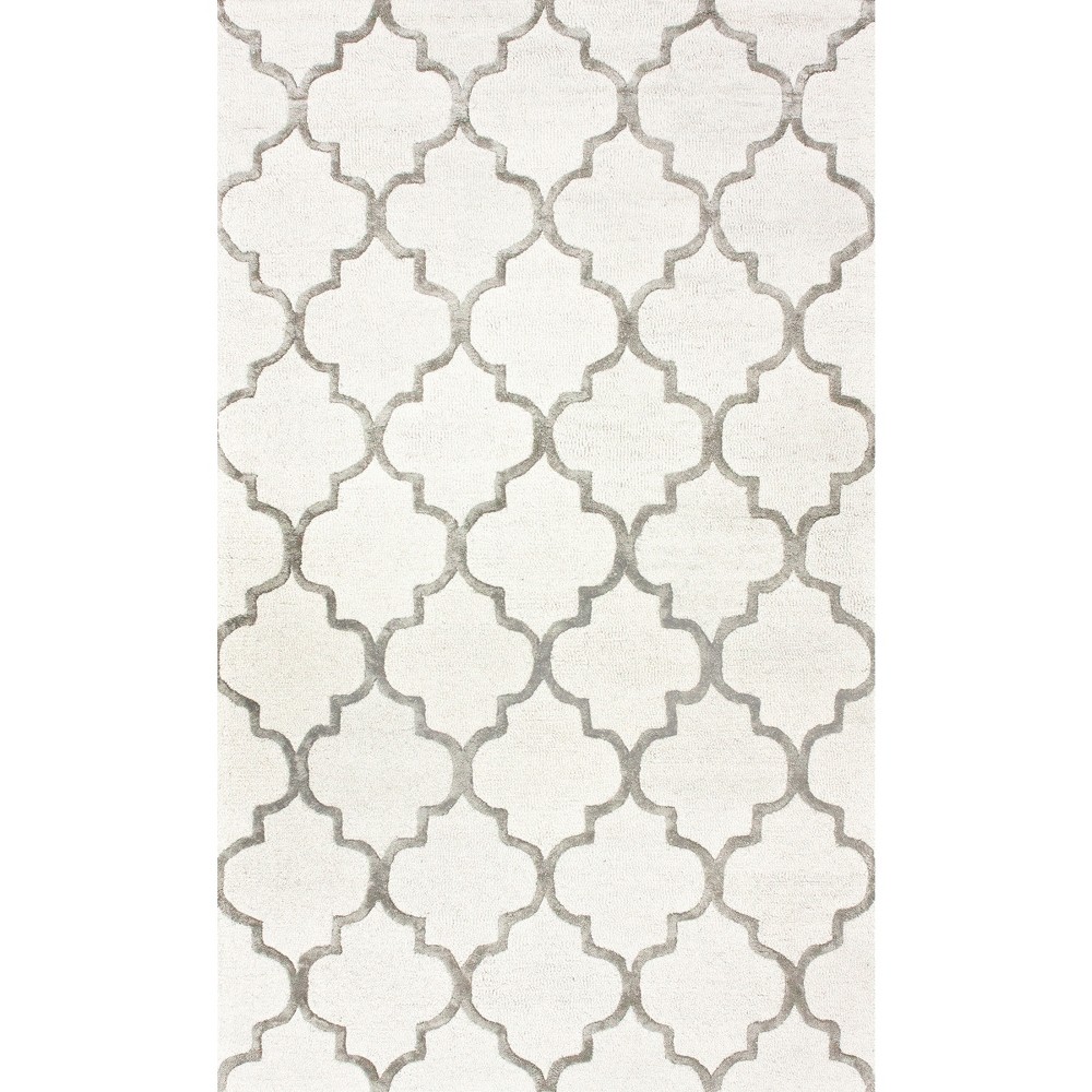 6'x9' Hand Tufted Park Avenue Trellis Area Rug White - nuLOOM