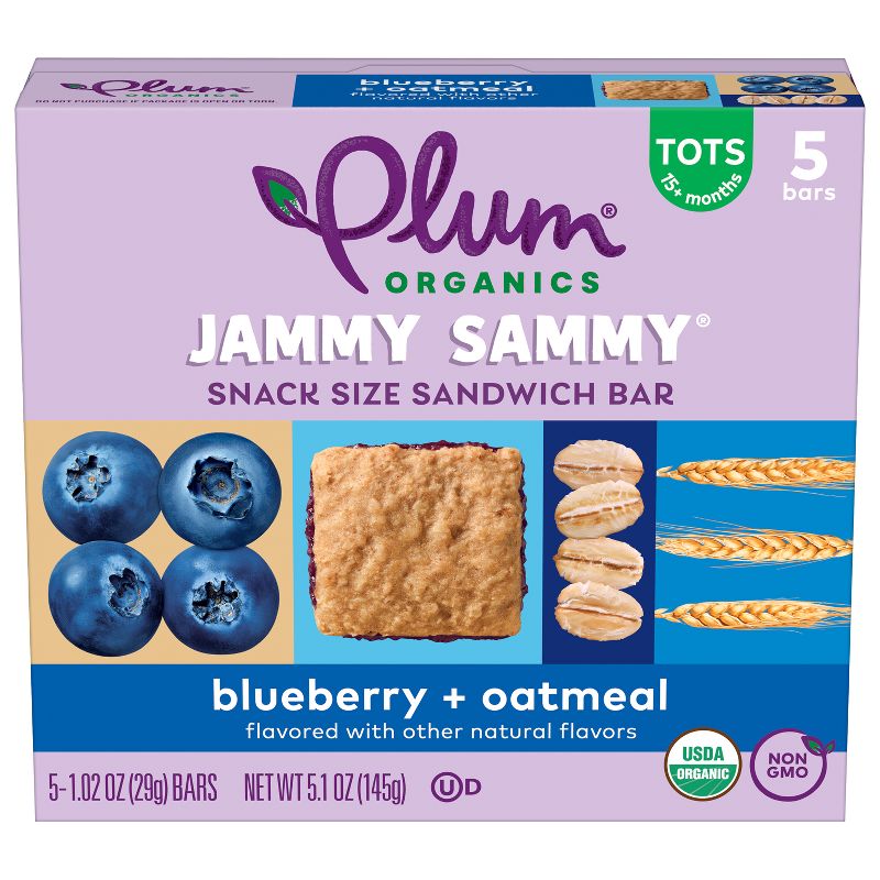 Plum Organics Jammy Sammy Snack Bars - Blueberry and Oatmeal - 1.02oz/5ct, 1 of 14