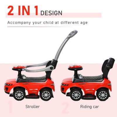 Sillysis 2 In 1  Push Car Stroller Sliding Car with Horn Music Light Function Secure Bar Ride on Toy for Boy Girl 1-3 Years Old