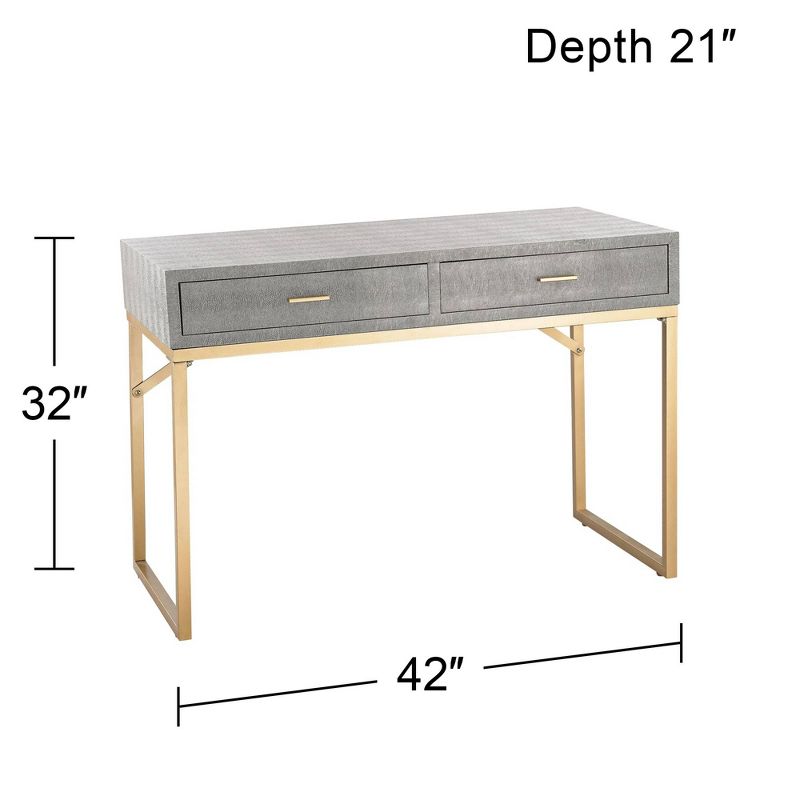 55 Downing Street Sands Point Modern Metal Rectangular Desk 42" x 21" with 2-Drawer Gold Gray Wood Tabletop for Living Room Bedroom Bedside Entryway, 4 of 8