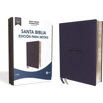 Nvi, Santa Biblia, Texto Revisado 2022, Edición Para Notas, Leathersoft, Azul Marino, Palabras de Jesús En Rojo - (Leather Bound)