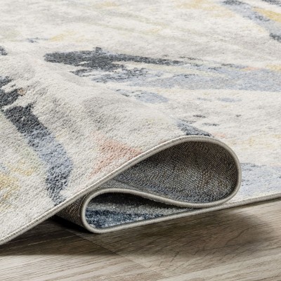 Abstract Multicolor Machine Washable Indoor Area Rug
