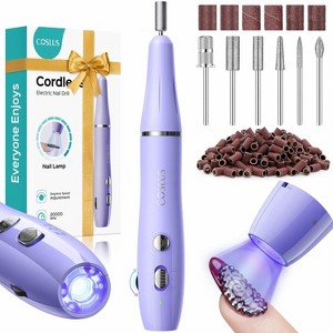 COSLUS Cordless Nail Drill Electric: 2-in-1 Nail File with Flash Cure for Acrylic Gel Dip Powder Nails, Stepless Control for Beginner Home DIY - 1 of 4