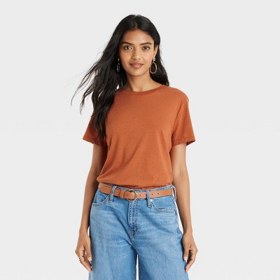 Women&#39;s Short Sleeve Casual Fit T-Shirt - A New Day&#8482; Orange L