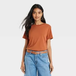 Women's Short Sleeve Slim Fit T-Shirt - A New Day™ Orange XXL