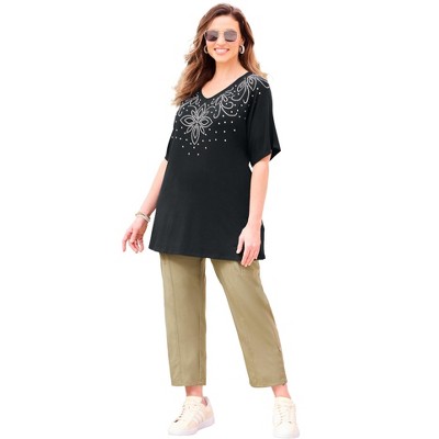 Catherines Women's Plus Size Embellished Dolman Tunic