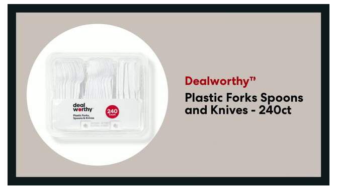 Plastic Forks, Spoons and Knives - 240ct - Dealworthy&#8482;, 2 of 5, play video