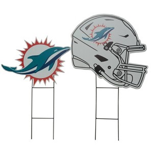 NFL Miami Dolphins Logo and Helmet 2pk Yard Sign Set - 1 of 1