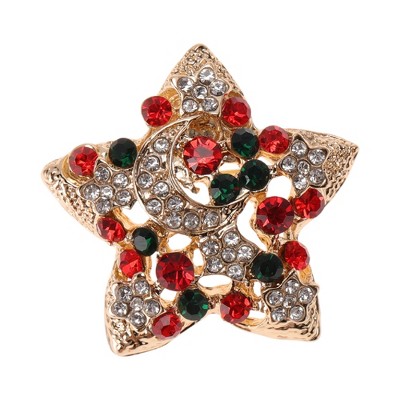 Unique Bargains Christmas Brooches YNCP1351 Five-pointed Star Alloy Dripping Wax Multicolor 1.42"x1.42" 1 Pc