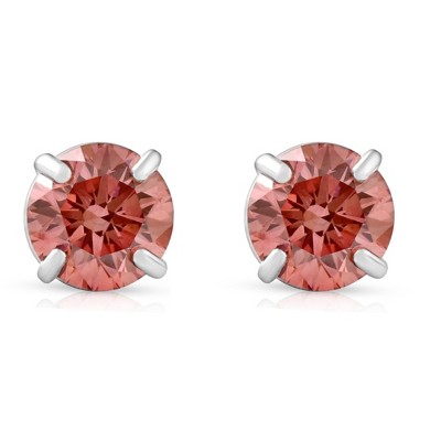 Pompeii3 3/8Ct Pink Lab Created Diamond Screw Back Studs Earrings 14K White Gold