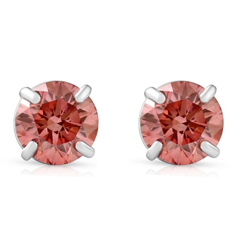 Pompeii3 3/8Ct Pink Lab Created Diamond Screw Back Studs Earrings 14K White Gold, 1 of 6