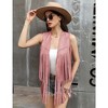 Whizmax Women's Fringe Vest 70s Hippie Faux Suede Rivets Sleeveless Costume Fringe Jacket - 2 of 4