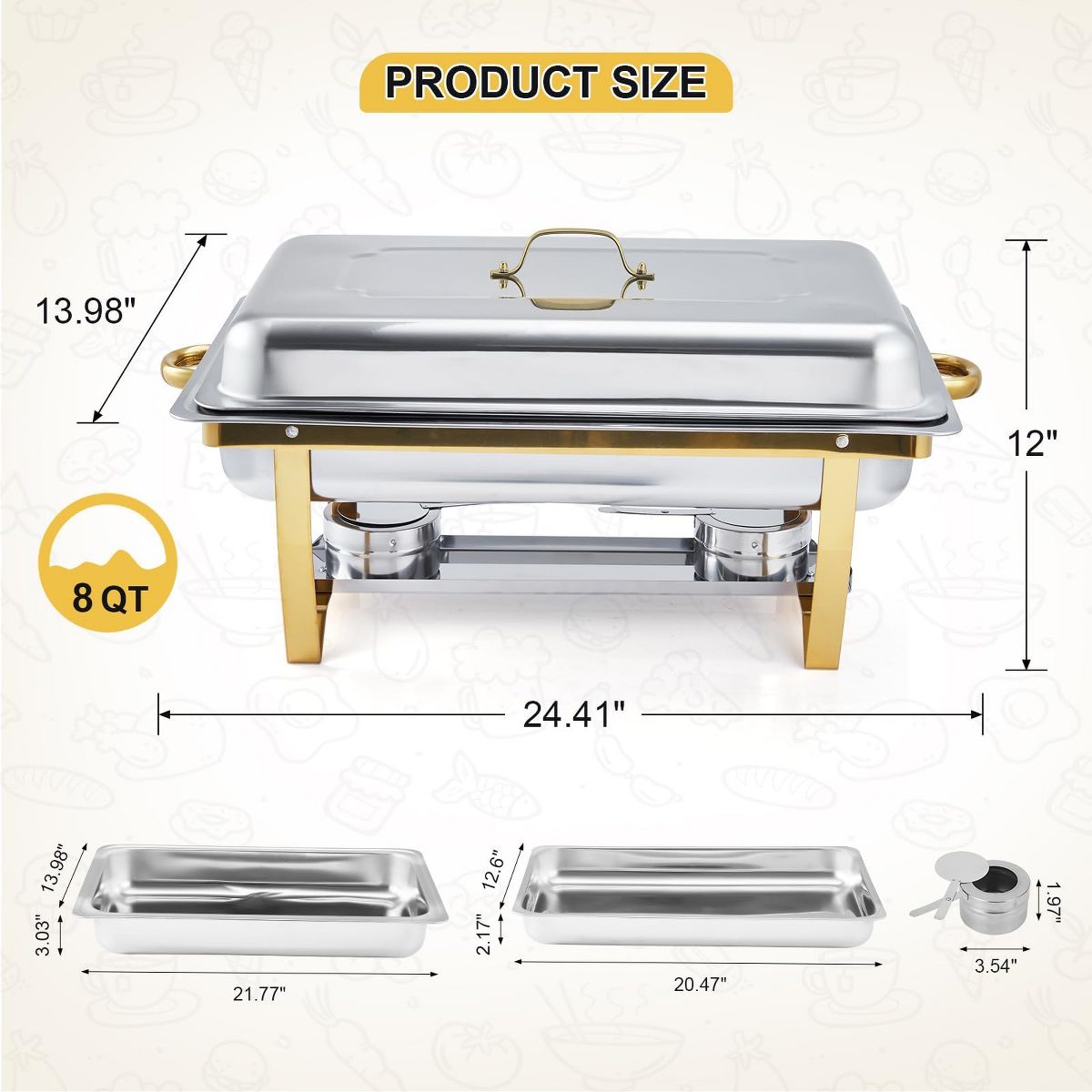 Garvee Stainless Steel Hot Pot with Divider, 2-Pack Dual Compartment Shabu Shabu Pot, Large Double Flavor Stockpot for Induction Gas Stove, Gold - thumbnail 2