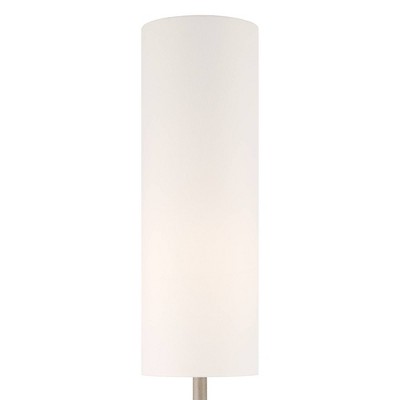 Natural Gray Metal Mid Century Modern Floor Lamp with White Cotton Shade
