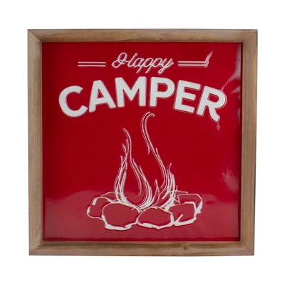 Raz Imports 14" Red and White Happy Camper Metal Wall Art