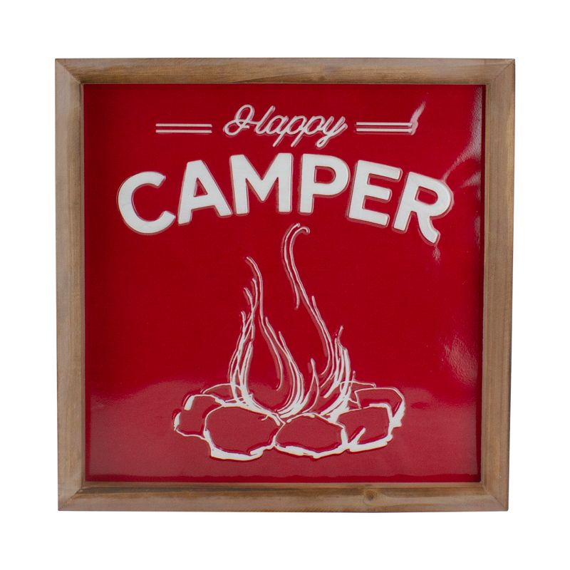 Raz Imports 14" Red and White Happy Camper Metal Wall Art, 1 of 5