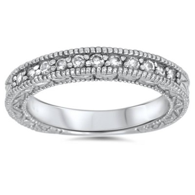 Pompeii3 1/3ct Diamond Ring Vintage Antique Wedding Womens Band 14K White Gold