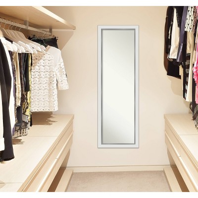 Eva White and Silver Full Length Rectangular Wood Mirror