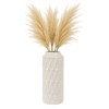Ceramic Vase - Geometric Textured Ceramic Cylinder - Modern Decorative Accent for Home, Office, Bedroom, or Living Room - 22" White - 4 of 4