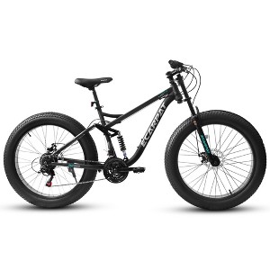 NAYSAYE Bicycles 26 Inch Mountain Bike Full Suspension 21 Speeds Fat Tire for Off Road Adventures, Black, 78"*27"*41.5" - 1 of 4