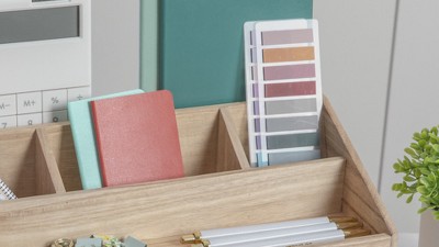 Light Natural Paulownia Wood Desktop Organizer with Open Storage