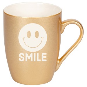 100 North Smiley Face 10 Ounce Vegas Gold Metallic Finish, Comfortably Fits Your Hands, New Bone China Coffee Tea Cup Mug, Smile - 1 of 1