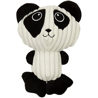 TrustyPup Strong 'N Silent Big Head Panda Silent Squeak Plush Dog Toy, Chew Guard Technology - Black/White, Medium