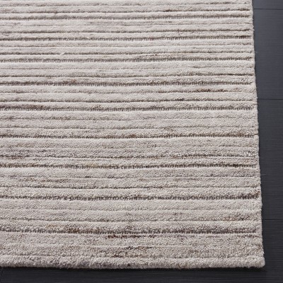 Beige Hand-Knotted Wool and Viscose 4'x6' Area Rug