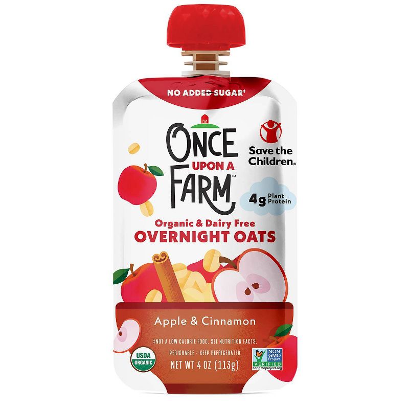 Once Upon a Farm Organic Dairy Free Apple &#38; Cinnamon Overnight Oats - 4oz, 1 of 5