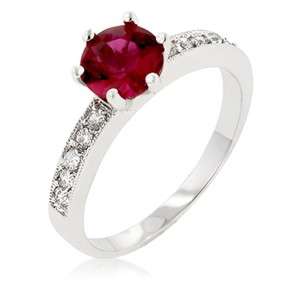 Slickblue Classic Petite Garnet Red Engagement Ring with Cubic Zirconia - Elegant Jewelry for Women - 1 of 3