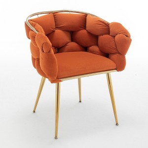 28.7'' Velvet Upholstered Modern Single Accent Chair with Gold Metal Legs, Multiple Color Options and Ergonomic Cotton Cushion - 1 of 4