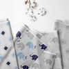 Bacati - Elephants Blue/Gray Muslin Swaddling Blankets set of 4 - 2 of 4