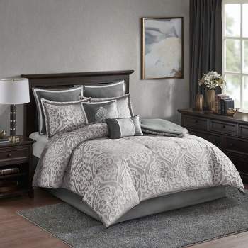 Madison Park 8pc Eilot Jacquard Comforter Set Aqua Green : Target