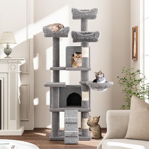 Large Cat Tree for Big Cats, Multi-Level Cat Tower for Indoor Cats, Scratching Post,Condo,Platforms,Cat Tunnel,Hammock,Feeding Station,Pet Play House - 1 of 4