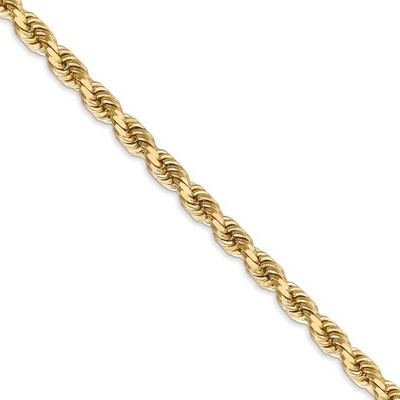 Black Bow Jewelry 4.5mm, 14k Yellow Gold, Diamond Cut Solid Rope Chain Necklace